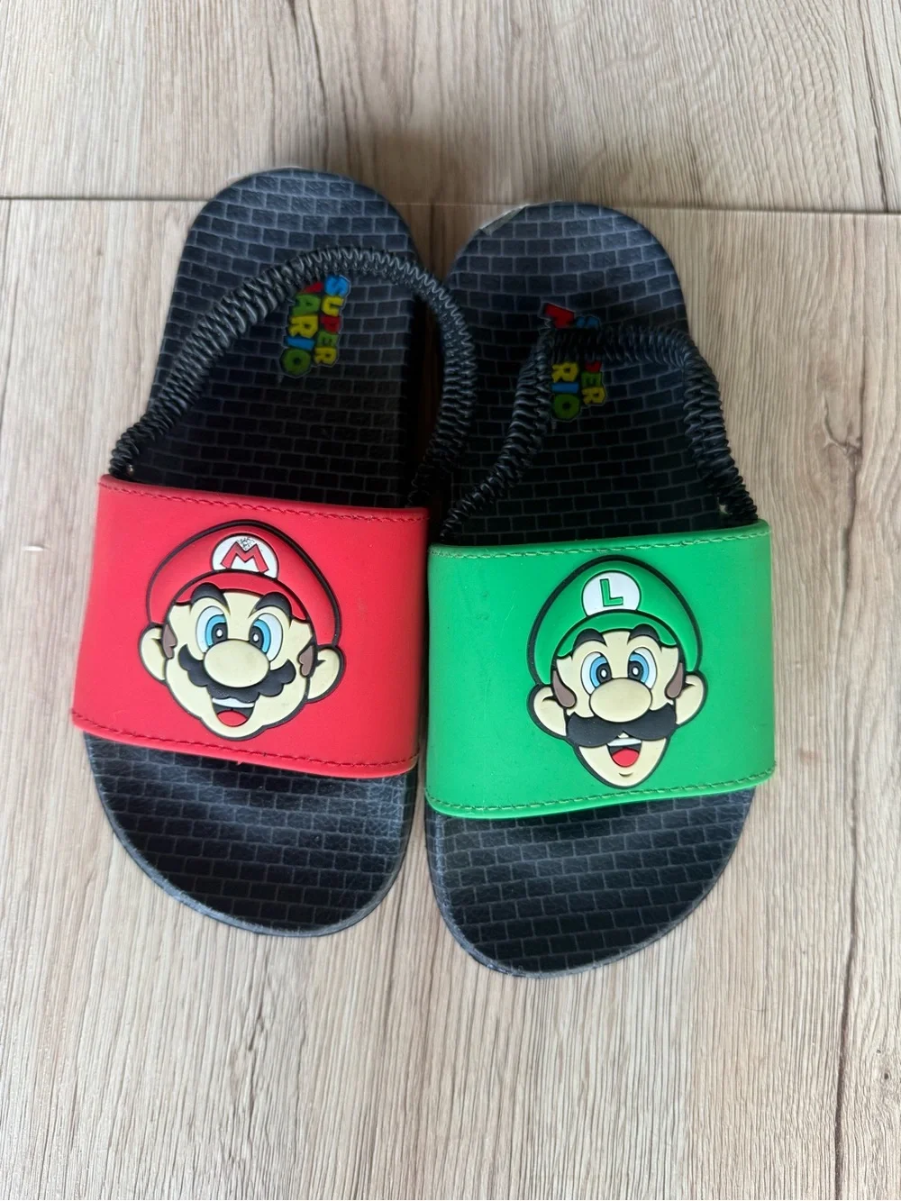 Kids Character Slide Sandals in Red and Green size 11/12